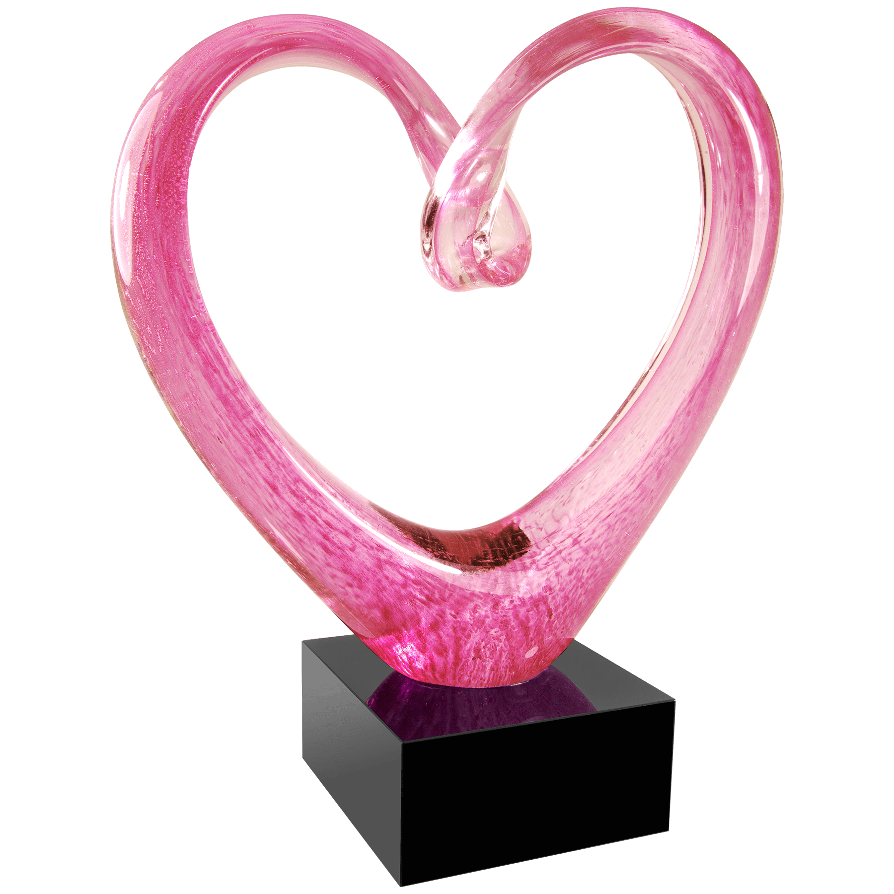 Pink Glass Heart with Black Base