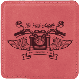 Square Pink Laserable Leatherette Coaster