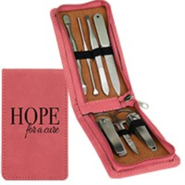 Pink Laserable Leatherette Manicure Gift Set