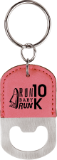 Oval Pink Laserable Leatherette Bottle Opener Keychain