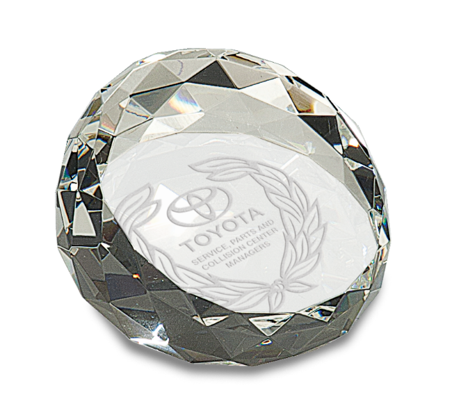 Premier Crystal Paperweight, Round Crystal Cut (Gift: 2 x 3 1/2" Round Crystal Cut Paperweight)