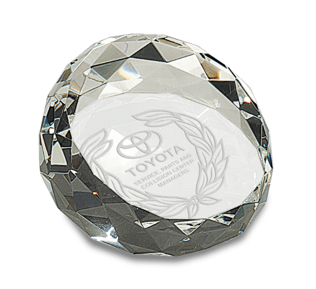 Premier Crystal Paperweight, Round Crystal Cut (Gift: 2 x 3 1/2" Round Crystal Cut Paperweight)