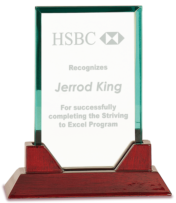 Premier Prestige Glass, Rectangle/ Piano Finished Rosewood (Award: 7 3/4" Rectangel/Rosewood)