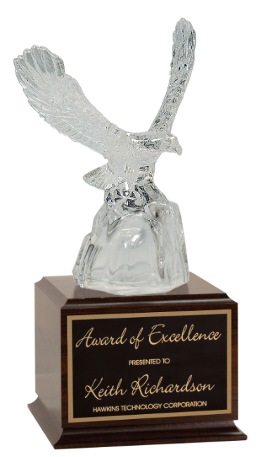2P67CRY Premier Glass Eagle on Wooden Pedestal (Award: 13 1/2" Glass Eagle w/Wooden Pedestal)
