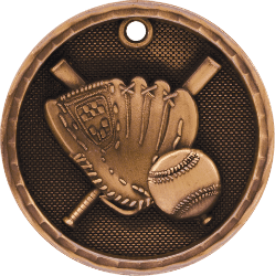 6S561201 BASEBALL 3D MEDAL (Medal: 2" Antique Bronze)