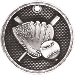 6S561201 BASEBALL 3D MEDAL (Medal: 2" Antique Silver)