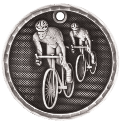 6S561203 BICYCLING 3D MEDAL (Medal: 2" Antique Silver)