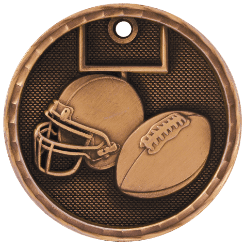 6S561206 FOOTBALL 3D MEDAL (Medal: 2" Antique Bronze)