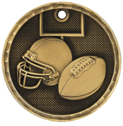 6S561206 FOOTBALL 3D MEDAL (Medal: 2" Antique Gold)