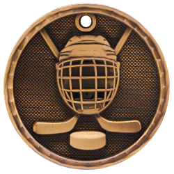 6S561208 HOCKEY 3D MEDAL (Medal: 2" Antique Bronze)