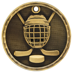 6S561208 HOCKEY 3D MEDAL (Medal: 2" Antique Gold)