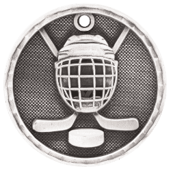 6S561208 HOCKEY 3D MEDAL (Medal: 2" Antique Silver)