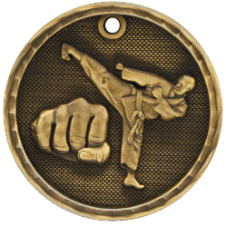 6S561209 MARTIAL ARTS 3D MEDAL (Medal: 2" Antique Gold)