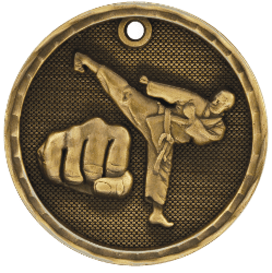 6S561209 MARTIAL ARTS 3D MEDAL (Medal: 2" Antique Gold)