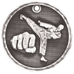 6S561209 MARTIAL ARTS 3D MEDAL (Medal: 2" Antique Silver)