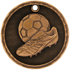 6S561210 SOCCER 3D MEDAL (Medal: 2" Antique Bronze)