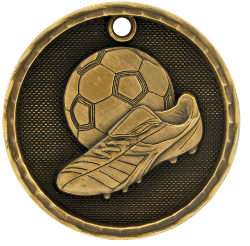 6S561210 SOCCER 3D MEDAL (Medal: 2" Antique Gold)