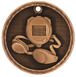 6S561211 SWIMMING 3D MEDAL (Medal: 2" Antique Bronze)