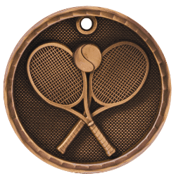 6S561212 TENNIS 3D MEDAL (Medal: 2" Antique Bronze)