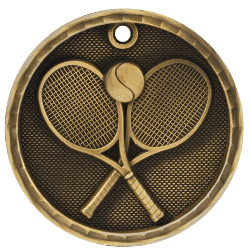 6S561212 TENNIS 3D MEDAL (Medal: 2" Antique Gold)