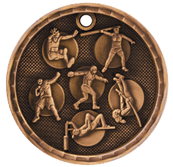 6S562214 TRACK & FIELD 3D MEDAL (Medal: 2" Antique Bronze)