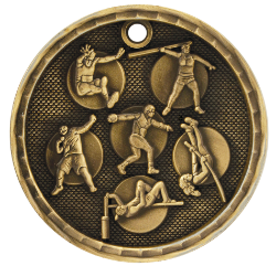 6S562214 TRACK & FIELD 3D MEDAL (Medal: 2" Antique Gold)