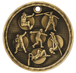 6S562214 TRACK & FIELD 3D MEDAL (Medal: 2" Antique Gold)