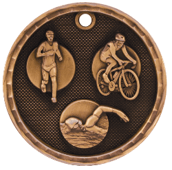 6S562215 TRIATHALON 3D MEDAL (Medal: 2" Antique Bronze)