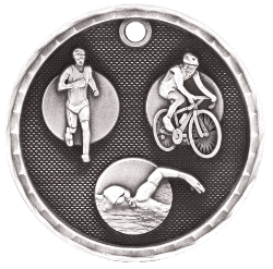 6S562215 TRIATHALON 3D MEDAL (Medal: 2" Antique Silver)