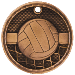 6S562216 VOLLEYBALL 3D MEDAL (Medal: 2" Antique Bronze)