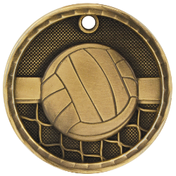 6S562216 VOLLEYBALL 3D MEDAL (Medal: 2" Antique Gold)