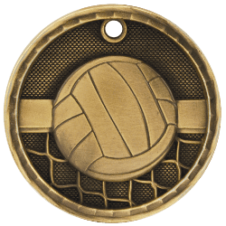 6S562216 VOLLEYBALL 3D MEDAL (Medal: 2" Antique Gold)