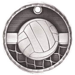 6S562216 VOLLEYBALL 3D MEDAL (Medal: 2" Antique Silver)