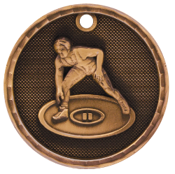 6S562217 WRESTLING 3D MEDAL (Medal: 2" Antique Bronze)