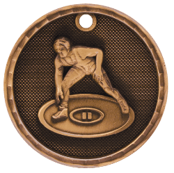 6S562217 WRESTLING 3D MEDAL (Medal: 2" Antique Bronze)