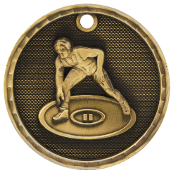 6S562217 WRESTLING 3D MEDAL (Medal: 2" Antique Gold)