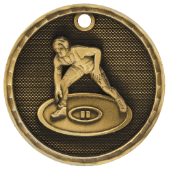 6S562217 WRESTLING 3D MEDAL (Medal: 2" Antique Gold)