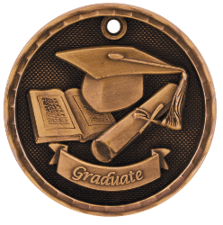 6S562301 GRADUATE 3D MEDAL (Medal: 2" Antique Bronze)