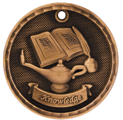 6S562303 LAMP OF KNOWLEDGE 3D MEDAL (Medal: 2" Antique Bronze)