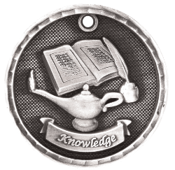 6S562303 LAMP OF KNOWLEDGE 3D MEDAL (Medal: 2" Antique Silver)