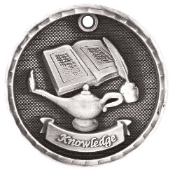 6S562303 LAMP OF KNOWLEDGE 3D MEDAL (Medal: 2" Antique Silver)