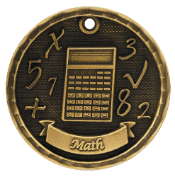 6S562304 MATH 3D MEDAL (Medal: 2" Antique Gold)