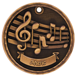 6S562305 MUSIC 3D MEDAL (Medal: 2" Antique Bronze)