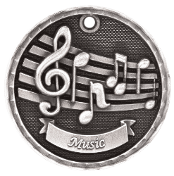 6S562305 MUSIC 3D MEDAL (Medal: 2" Antique Silver)