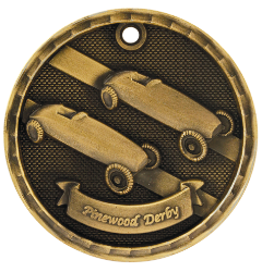 6S562308 PINEWOOD DERBY 3D MEDAL (Medal: 2" Antique Gold)