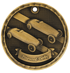 6S562308 PINEWOOD DERBY 3D MEDAL (Medal: 2" Antique Gold)