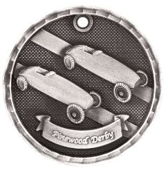 6S562308 PINEWOOD DERBY 3D MEDAL (Medal: 2" Antique Silver)