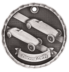 6S562308 PINEWOOD DERBY 3D MEDAL (Medal: 2" Antique Silver)