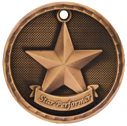 6S562311 STAR PERFORMER 3D MEDAL (Medal: 2" Antique Bronze)
