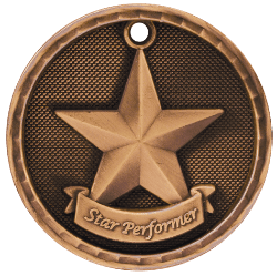 6S562311 STAR PERFORMER 3D MEDAL (Medal: 2" Antique Bronze)